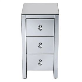 Mirrored Glass Bedside Table With Three Drawers Size S