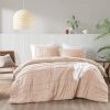 Queen size Microfiber Pleated Soft Washed Comforter Set in Pink Blush
