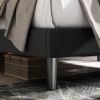 Queen Black Linen Upholstered Platform Bed Frame with Button-Tufted Headboard