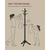 Solid Wood Coat Rack with 10 Hooks in Black Finish