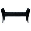 Fabric Button Tufted Padded Bench with Flared Cushioned Armrests, Black