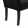 Fabric Button Tufted Padded Bench with Flared Cushioned Armrests, Black
