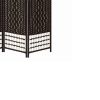 67 Inch 4 Panel Room Divider Screen, Wood, Paper Straw, Arched Top, Espresso Brown