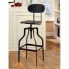 Industrial Style Wooden Swivel Bar Stool With Curved Metal Base, Gray