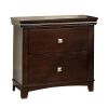 2 Drawer Wooden Nightstand with Metal Square Knobs, Espresso Brown