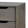 2 Drawer Wooden Nightstand with Cut Out Pulls, Gray