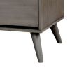 2 Drawer Wooden Nightstand with Cut Out Pulls, Gray