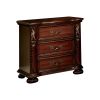 29 Inch Handcrafted Vintage Style Nightstand, 3 Drawers, Carved Trim, Cherry Brown Wood