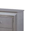2 Drawer Wooden Nightstand with Embossed Textured Details, Gray