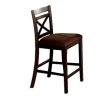 5 Piece Wooden Counter Height Table with Crossback Chairs, Espresso Brown