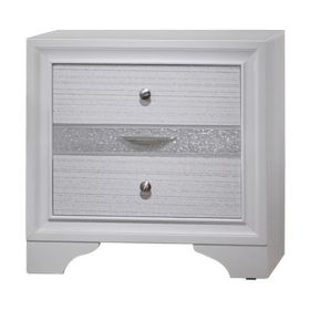 Stylish 3 Drawers Wood Nightstand By Naima , White