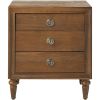 Traditional Style 3 Drawers Wood Nightstand By Inverness, Brown