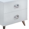 Modern Style Wood & Metal Nightstand By Elms, White & Chrome