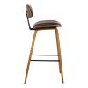 Wooden Frame Leatherette Barstool with Flared Legs, Brown