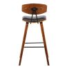 Wooden Frame Leatherette Barstool with Flared Legs, Brown