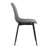 Leatherette Dining Chair with Bucket Seat and Metal Legs, Gray and Black