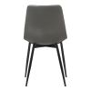 Leatherette Dining Chair with Bucket Seat and Metal Legs, Gray and Black