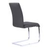 23 Inch Modern Dining Chair, Gray Leather, Metal Frame,Set of 2,Gray,Silver