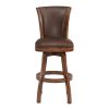 Wooden Counter Stool with Swivel Leatherette Seat and Backrest, Brown