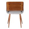 Fabric Mid Century Dining Chair with Split Padded Back, Gray and Brown