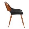Leatherette Mid Century Dining Chair with Split Padded Back, Black and Brown