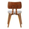 Fabric Upholstered Split Curved Back Wooden Dining Chair, Brown and Gray