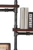 Metal Body Floating Three Wall Shelves with Pipe Design, Gray and Brown