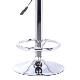 Swivel Backless Faux Leather Barstool with Pedestal Base, Cream and Chrome
