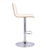 Wooden Support Faux Leather Barstool with Pedestal Base, Cream and Chrome