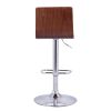 Wooden Support Faux Leather Barstool with Pedestal Base, Cream and Chrome