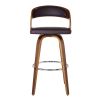 30 Inch Swivel Faux Leather Counter Height Barstool with Open Back, Brown
