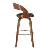 30 Inch Swivel Faux Leather Counter Height Barstool with Open Back, Brown