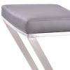 Z Shaped Metal Backless Barstool with Padded Seat, Silver and Gray