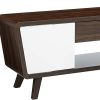 Glittering Two Tone Mid Century Modern TV Stand, White and Brown