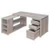 Contemporary Style L Shaped Office Desk, Gray