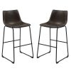 Casual Contoured Bar Height Stool, Brown, Set of 2