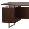 Double Pedestal Office Desk With Metal Sled Legs, Brown