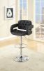 Chair Style Barstool With Tufted Seat And Back Black And Silver