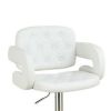 Chair Style Barstool With Tufted Seat And Back White And Silver