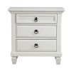 Pine Wood 3 Drawer Nightstand in White