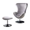 Eccentric Contemporary Flannelette Fabric Accent Chair With Ottoman, Gray