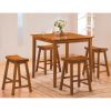 Wooden 24" Counter Height Stool with Saddle Seat, Oak Brown, Set Of 2