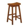 Wooden 29" Counter Height Stool with Saddle Seat, Oak Brown, Set Of 2