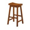 Wooden 29" Counter Height Stool with Saddle Seat, Oak Brown, Set Of 2