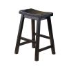 Wooden 24" Counter Height Stool with Saddle Seat, Brown, Set Of 2