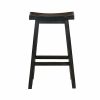 Wooden 29" Counter Height Stool with Saddle Seat, Black, Set Of 2