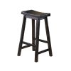Wooden 29" Counter Height Stool with Saddle Seat, Black, Set Of 2