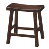 Wooden 18" Counter Height Stool with Saddle Seat, Warm Cherry Brown, Set Of 2