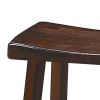 Wooden 18" Counter Height Stool with Saddle Seat, Warm Cherry Brown, Set Of 2