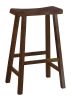 Wooden 29" Counter Height Stool with Saddle Seat, Cherry Brown, Set Of 2